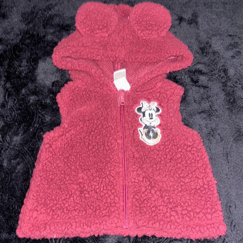 Disney Maroon Minnie Mouse Kids Vest | 3-6m